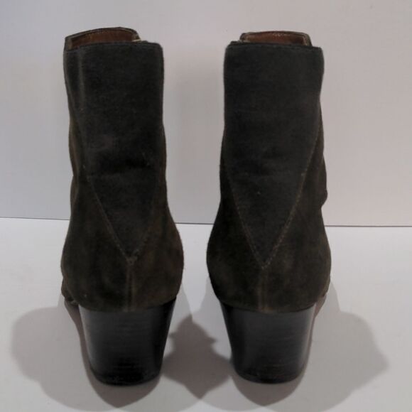Aquatalia Suede Heeled Booties Olive Green Size 7 Made in Italy - Picture 4 of 12